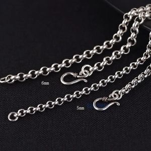 Chokers S925 Silver Jewelry Men Necklace Antique Ring Collar Sweater Chain S Hook A Generation Of Fat 231025