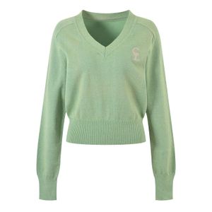 1018 2023 Runway Autumn Brand SAme Style Sweater Long Sleeve Pullover V Neck Red Green Fashion Clothes High Quality Womens YL