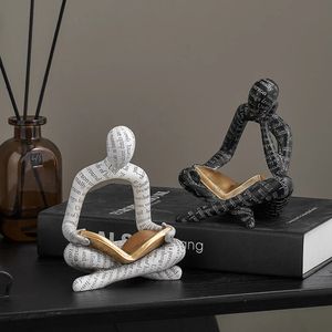 Oggetti decorativi Figurine Statue moderne in resina Sculture Nordic Abstract Character Figurine Arte moderna Room Decor Ornamenti Accessori da scrivania 231025