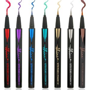 Shine Liquid Glitter Eyeliner Metallic Shimmer Eye Liner Pen Red Gold Silver Blue Purple Green Long Lasting High Pigmented Waterproof Smudge-proof Eyes Makeup