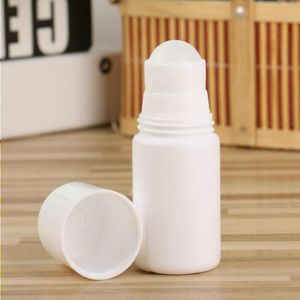 50 ml vit plastrulle på flaskan påfyllningsbar deodorant flaska eterisk olja parfymflaskor DIY Personliga kosmetiska behållare BNUEV