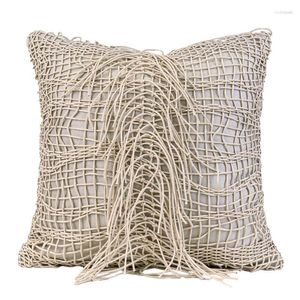 Kudde täcker unik design handvävd beige tassel mocka tyg modern enkel hemdekoration kudde uppgradera din stil