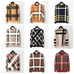 Men's Brand Striped Check Embroidery Sweater Winter Warm Sweatshirt Fashion Casual Long Sleeve Designer 8-color Size M-3XL