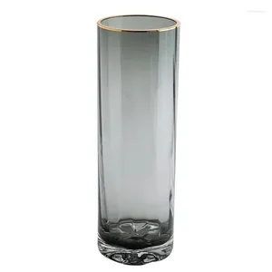 Vaser enkel transparent vas ljus lyx rakt glas vatten närande rik bambu blommor dekoration