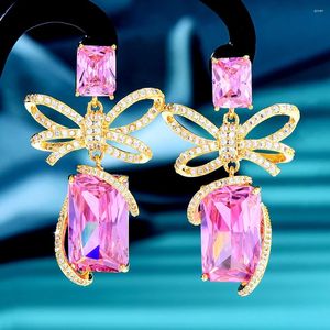 Studörhängen Siscathy Fashion Square Cubic Zircon Drop For Women Korean Trend Crystal Hanging Earring Female Wedding Party Jewelry