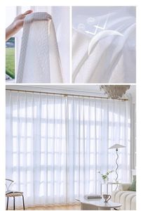 Cortina janela chiffon tule transparente voile branco varanda transparente para sala de estar quarto 135wx240h (cm) padrão branco