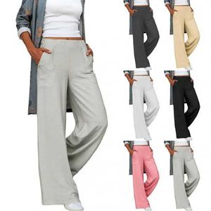 Kadın Pantolon Capris Sonbahar ve Kış 2023 Yeni Kadınlar Takılı Pantolon Düz Renk Elastik Bel Gevşek Geniş Bacak Pantolonları Eşyalar Kadın Giyim