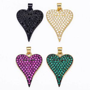 Pendant Necklaces OCESRIO Large Enamel Heart for Necklace Cubic Zirconia Copper Gold Plated Accessories Jewelry Making pdta692 231025