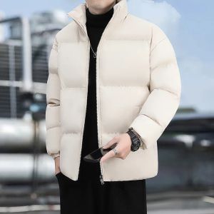 New Winter Jacket Men Parkas Thicken Warm Coat Mens Stand Collar Solid Color Casual Parka Women Fashion Streetwear Harajuku