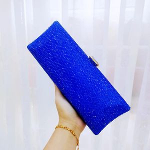 Evening Bags DGPEAFOWL 13 COLOR Blue Women Crystal Clutch Evening Bags Wedding Bridal Rhinestone Box Handbags Party Dinner Diamond Purse 231026