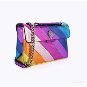 Kurt Geiger Deigner Borsa di medie dimensioni Kensington Borse a tracolla Borsa in vera pelle Arcobaleno Micro fibra Testa d'aquila Borsa a tracolla di lusso con Fullk