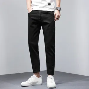Men's Jeans Soild Slim Male Trousers With Pockets Low Waisted Official Pants Work Outdoor Mens Designer Clothes