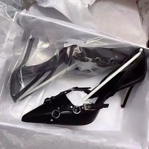 スリッパパンクウィンドファッションハイヒール大型メタルバックル女性Sシューズサマーサンダル42 Zapatos de Mujer Pumps 231026