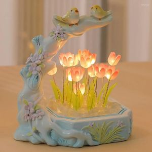 Night Lights Tulip Light Battery Operated Flower Table Lamp DIY Cute Simulation LED Nightlight Handmade Bedside Gift