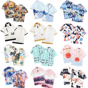 Men Casual Shirts Sets Summer Tracksuit Set Fashion Short Sleeves Bowling Hawaii Seaside Designer Beach Flower Letters Shirts Suits Asian size M-3XL