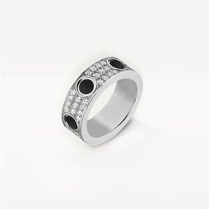 Высокое издание Черные керамические кольца любви Обручальное кольцо Женщины Мужчины Маркировка винтов 3 ряда с алмазным покрытием Титановая сталь 316L Дизайнер Jewel279B