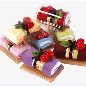 Towel 10PCS Washing Cherry Cake Sandwich Swiss Roll Shape Hand Washcloth Wedding Party Gifts Birthday Valentine Gift