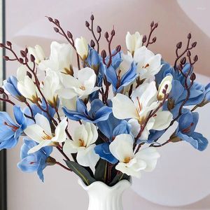 Dekorativa blommor artracyse 1pc magnolia blomma simulering tacksägelse hand bukett falsk siden vänskap evigt