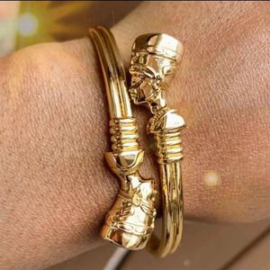 Afrykańska biżuteria egipska królowa Nefertiti bransoletki dla kobiet złota mankiet bransoletka stalowa stal nierdzewna Regulowana regulażowa bransoletki x0288s