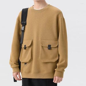 Men's Hoodies 2023 In Crewneck Oversize Sweatshirt Streetwear Solid Color Tops Autumn O-neck Pullovers Male Y2k Big Size 90s Vintage