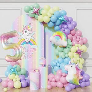 Decorazioni natalizie Tema unicorno Palloncino Ghirlanda Arco Kit Arcobaleno colorato Numero 09 Palla Compleanno Baby Shower Decorazione festa di nozze Regali per bambini 231026