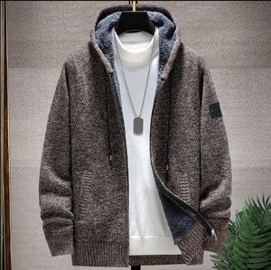 Fashion Sweater Jacket Men's Cardigan Simple and Casual Fashion Autumn and Winter Luxury Coat Plush Thickened Warm Jacket