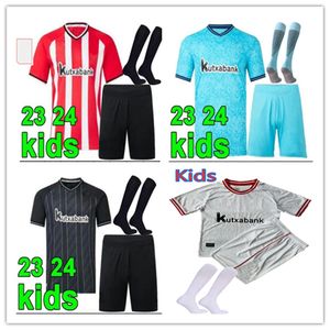 الأطفال Bilbao Club Soccer Jerseys 23 24 Athletic Aduriz Guruzeta Williams Muniain Paredes Berenguer Ander Herrera Unai Simon O. Football Kids Shirt