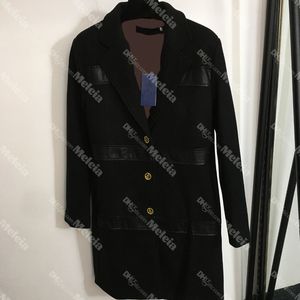 Women Lapel Neck Windbreak Woolen Suit Medium Length Blends Designer Wool Coats with Anchor Button