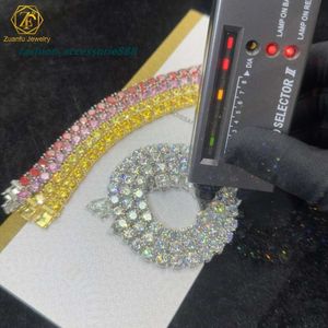 Оптовая дешевая цена ожерелье Pass Diamond Tester GRA 1CT 6,5 мм 18-каратное золото с покрытием желтого, красного и розового цвета, теннисная цепочка с муассанитом