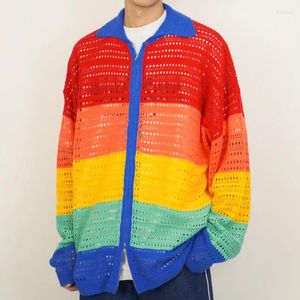 Maglioni da uomo Modello di cucitura a colori di qualità Casual Maglione cardigan lavorato a maglia Giacca lavorata a maglia Uomo Risvolto con risvolto Abbigliamento a maniche lunghe