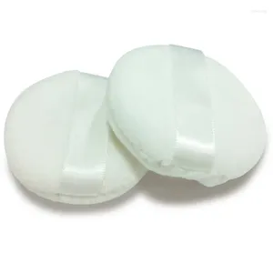 Makeup Sponges 100pcs Face Fare Styling Tools 80mm Cosmetic Suppliers White Cotton Powder Puff With Ribbon