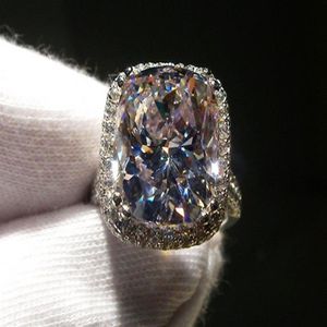 Victoria Wieck Nowa marka biżuteria 14KT Białe złoto 8ct Big Topaz Symulowany diamentowy zespół zaręczynowy Pierścienie dla kobiet SI318G