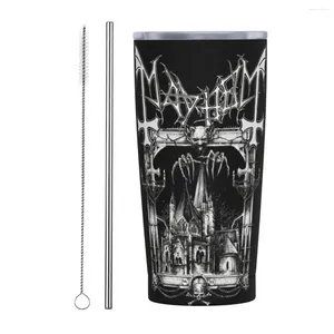 Tumblers Mayhem Lords Of Chaos Insulated Tumbler With Straws And Lid Stainless Steel Travel Coffee Mug 20 Oz Double Wall
