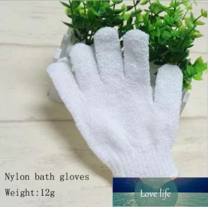 Верхние перчатки для чистки тела, белые нейлоновые отшелушивающие перчатки для ванны, пять пальцев, мягкие волокна, массажные перчатки для ванны, очиститель