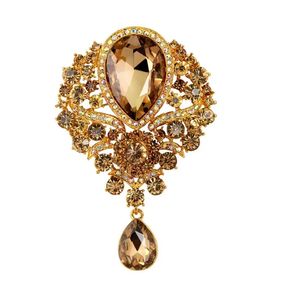 Pins Brooches CINDY XIANG Large Crystal Waterdrop Brooches for Women Vintage Fashion Pendant Style Elegant Wedding Pins Party Jewelry 231025