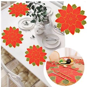 Tischsets, Esszimmer-Set für 2 unter 100, runde gewebte Matte, Weihnachtsdekoration, Blumen-Setting 4
