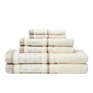 Balio 6-Piece 100 Cotton Bath Hand Wash Towel Set in Cr me