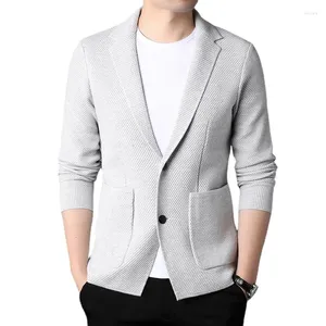 Maglioni da uomo 2023 Autunno Colletto del vestito Cardigan spesso maglione Moda Casual Due bottoni Cappotto lavorato a maglia Cappotti solidi Giacca Abbigliamento da uomo