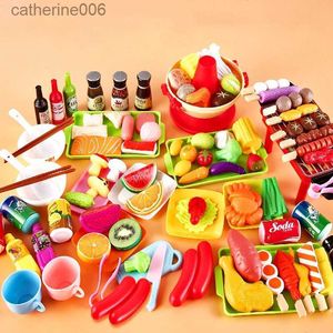 Küchen Spielen Essen Kinder Pretend Play Küche Spielzeug Simulation Lebensmittel Gemüse Grill Kochen Sets Bildung Spielen Haus Interaktives Spielzeug für MädchenL231027