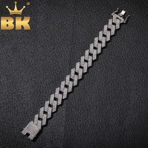 THE BLING KING 20mm Miami Prong Cuban Link Pulseira 3 Row Full Iced Out Strass 7inch 8inch Pulseira Mens Hiphop Jóias 21060320N