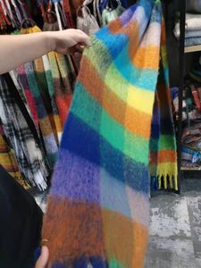 Designer Unisex Scarf 100% Acrylic Tie Dye Colorful Scarves Fringe Plaid Fashion Scarf Blankets Thick Warm Neck Wrap and Shawl For Autumn and Winter