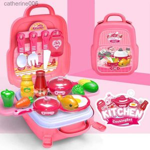 Kitchens Play Food Pretend Play Toys Children Simulation Kitchen Maintenance Tools Multi-Functional Intellectual Backpack Toy Brinquedo InfantilL231026