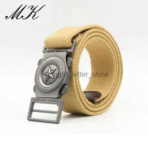 Belts Maikun Mens Star Alloy Buckle Canvas Tactical Belt For Women Student Trousers Suitable Outdoor Rock Climbing Cycling YQ231026