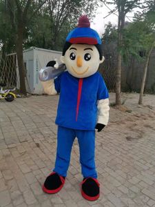 Halloween construction worker Repairman Mascot Costume Cartoon Fruit Anime theme character Christmas Carnival Party Fancy Costumes Adults Size Outdoor Outfit