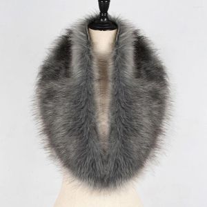 Scarves Faux Fur Collar Men Women's Scarf Winter Luxury 100cm Fluffy Jackets Hood Kids Coat Warm Trims