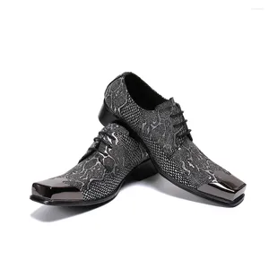 Модельные туфли, дышащие корейские туфли из натуральной кожи, ретро, квадратный стальной носок, оксфорды для мужчин, костюм на плоской подошве со шнуровкой, формальный роскошный мужской костюм из крокодиловой кожи