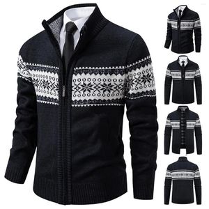 Maglioni da uomo Autunno Inverno Cardigan caldo da uomo Giacche in pile con cerniera Mens Slim Fit maglione lavorato a maglia Cappotti di maglione di Natale spessi