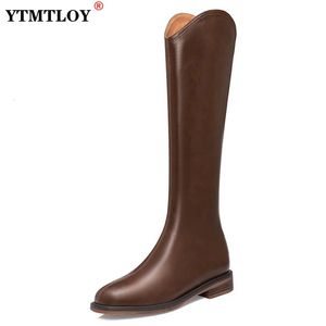 Botas de couro coxa alta toe quadrado ocidental equitação equestre med salto moda sapatos de inverno com zip joelho longo 231025