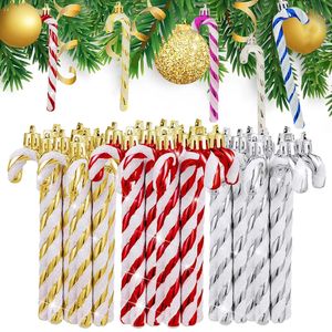 Christmas Decorations 126Pcs Candy Canes Plastic Xmas Tree Hanging Pendant Colorful Glitter Ornaments Home Year Decors Gifts 231026