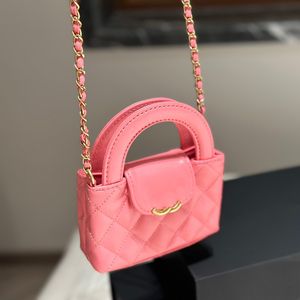 23K Mini 12cm Women Shoulder Bag Leather Diamond Check Top Handle Luxury Tote Matelasse Chain Crossbody Bag Coin Wallet Card Holder Makeup Case Underarm Bags Sacoche